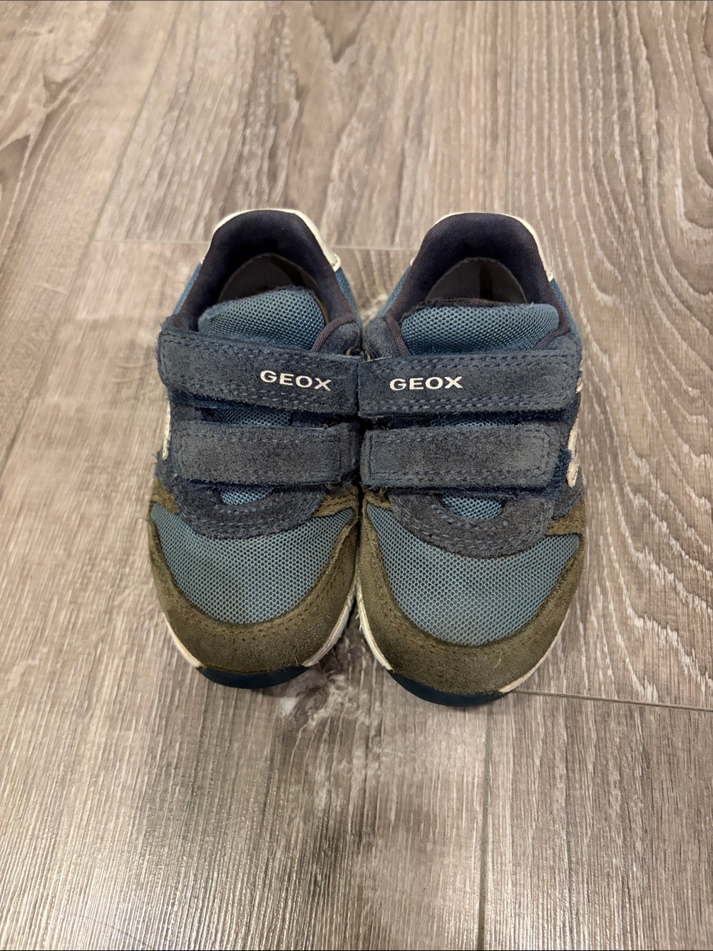 Geox Kids Blue and Olive Velcro Sneakers